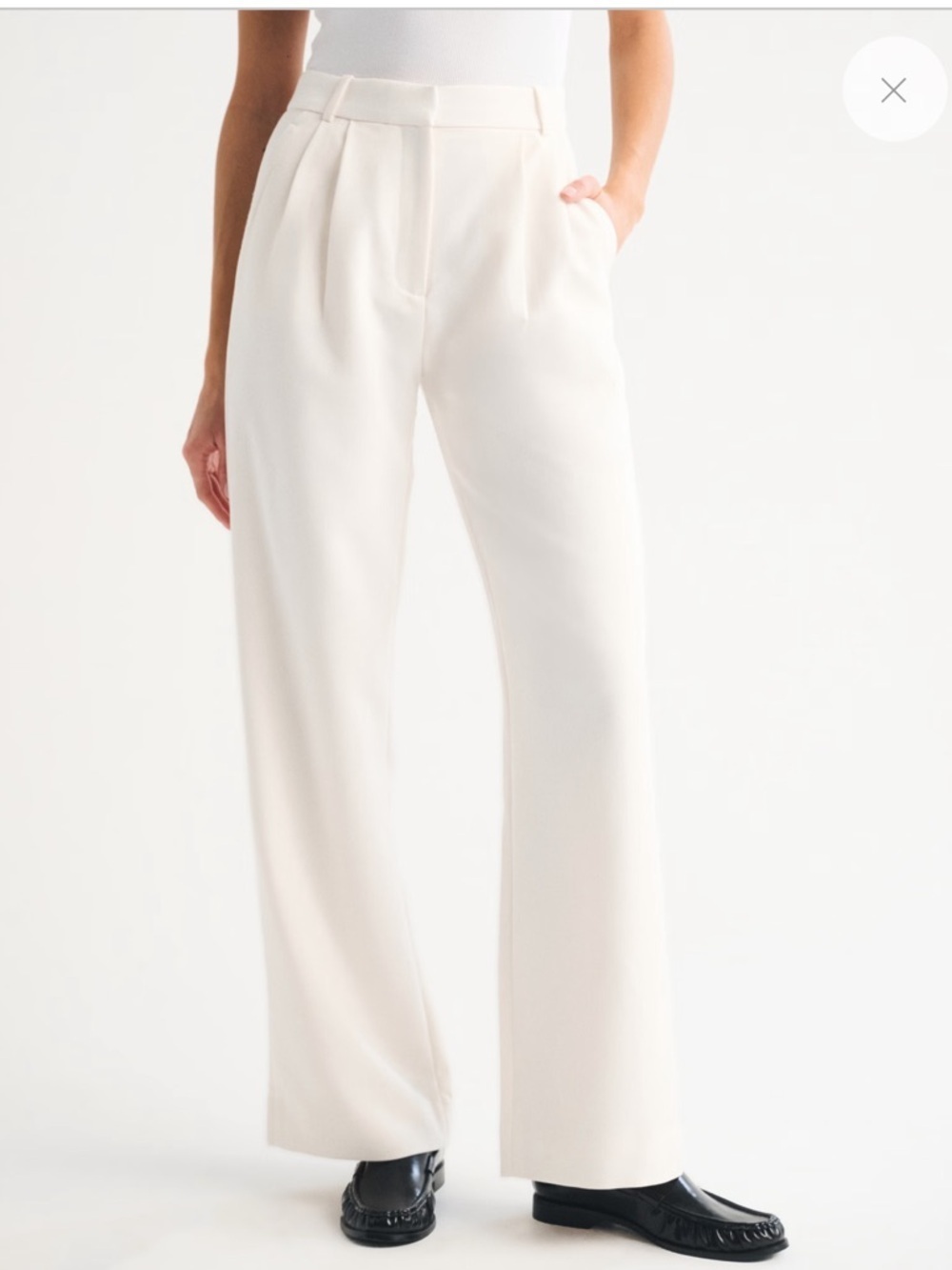 NWT Abercrombie & Fitch Sloane Tailored Wide Leg Pant- White- 32/14 LONG - Picture 1 of 15